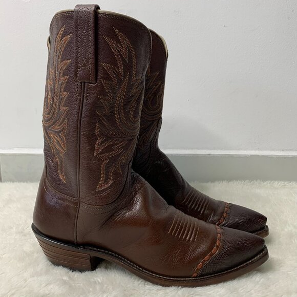 Lucchese 1883 Men's Brown Leather Lizard Western Cowboy Boots Size 9 - Picture 2 of 10